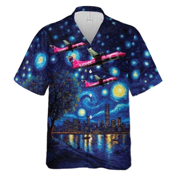 Silver Airways ATR 42-600 Hawaiian Shirt Man Silver Airways ATR 42-600 Hawaiian Shirt Man