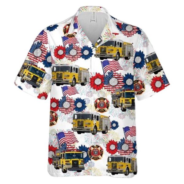 Firefighter Yellow Fire Trucks 4th Of July Aloha Hawaiian Shirt Firefighter Yellow Fire Trucks 4th Of July Aloha Hawaiian Shirt