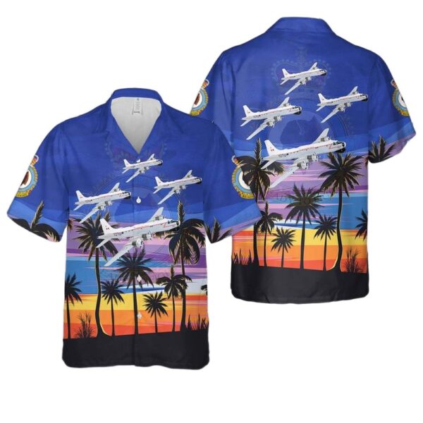 Royal Canadian Air Force 404 Long Range Patrol and Training Squadron CP-107 Argus Button Up Hawaiian Shirt Royal Canadian Air Force 404 Long Range Patrol and Training Squadron CP-107 Argus Button Up Hawaiian Shirt