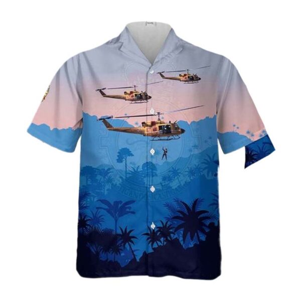 Royal Canadian Air Force Bell CH-135 Twin Huey (212) 424 Tiger Squadron (rescue squadron) Button Up Hawaiian Shirt Royal Canadian Air Force Bell CH-135 Twin Huey (212) 424 Tiger Squadron (rescue squadron) Button Up Hawaiian Shirt