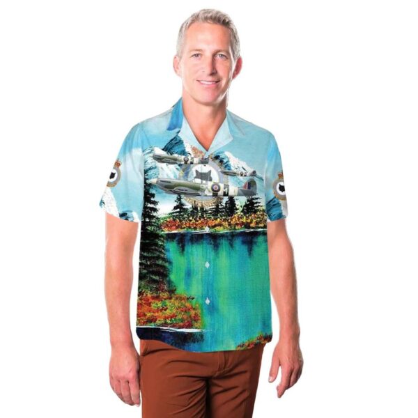 Royal Canadian Air Force Supermarine Spitfire MkIX MK417 Of 441 Tactical Fighter Squadron Silver Fox Button Up Hawaiian Shirt Royal Canadian Air Force Supermarine Spitfire MkIX MK417 Of 441 Tactical Fighter Squadron Silver Fox Button Up Hawaiian Shirt