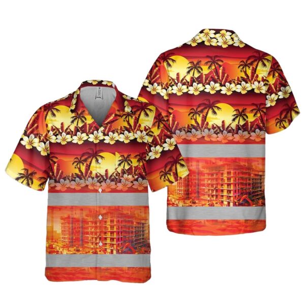 Building Construction Tropical Pocket Hawaiian Shirt For Men And Women Building Construction Tropical Pocket Hawaiian Shirt For Men And Women