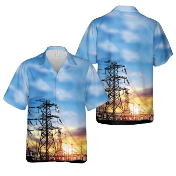 Transmission Tower Button Up Hawaiian Shirt