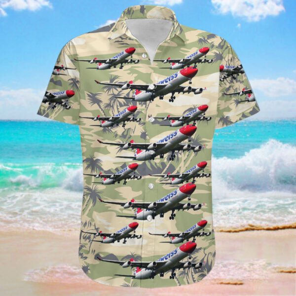 Airbus A340-313X Edelweiss Air Cheap Hawaiian Shirt Airbus A340-313X Edelweiss Air Cheap Hawaiian Shirt