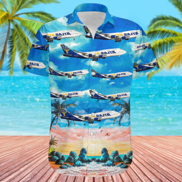 Boeing 747-481 Atlas Air Hawaiian Shirt Boeing 747-481 Atlas Air Hawaiian Shirt
