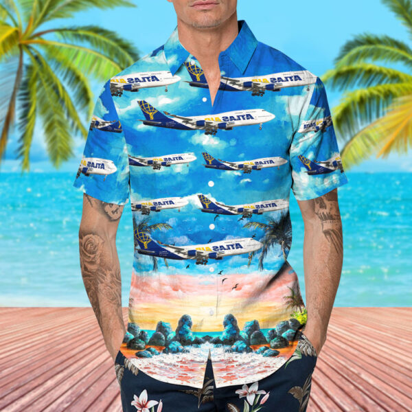 Boeing 747-481 Atlas Air Hawaiian Shirt Boeing 747-481 Atlas Air Hawaiian Shirt