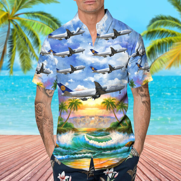 Boeing 747-830 Lufthansa Cheap Hawaiian Shirt