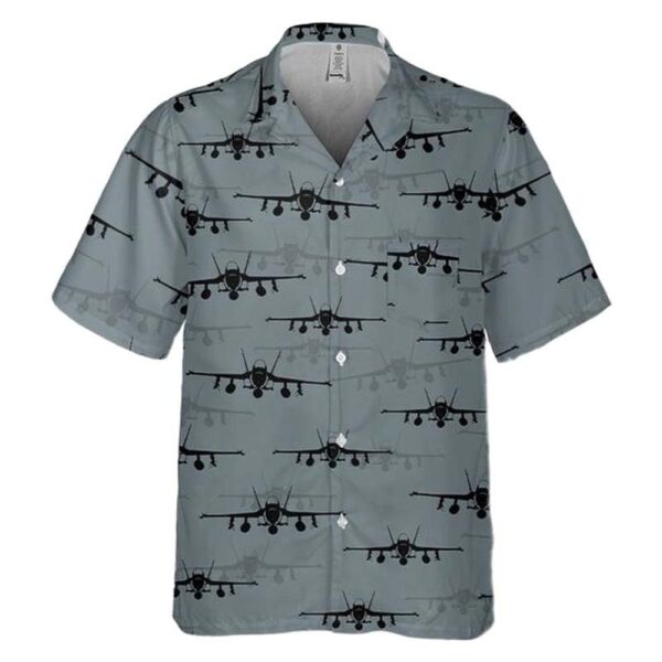 F-A-18 Hornet Aircraft Silhouettes Pocket Button Up Hawaiian Shirt F-A-18 Hornet Aircraft Silhouettes Pocket Button Up Hawaiian Shirt