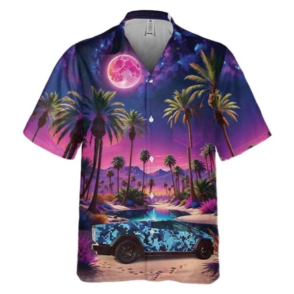 Tesla Cybertruck Blue Digital Camo Pocket Hawaiian Shirt Outfit Tesla Cybertruck Blue Digital Camo Pocket Hawaiian Shirt Outfit