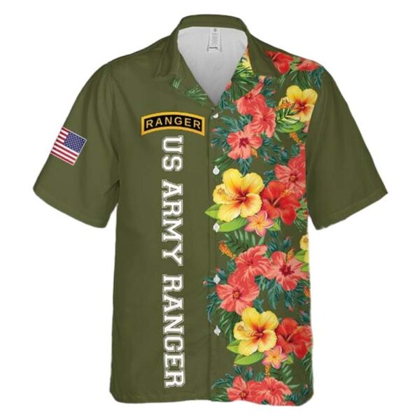 US Army Ranger Tab Hawaiian Shirt Man US Army Ranger Tab Hawaiian Shirt Man