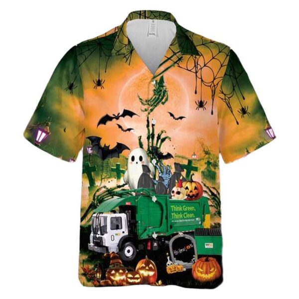 Waste Management Truck Halloween Cheap Hawaiian Shirt Waste Management Truck Halloween Cheap Hawaiian Shirt