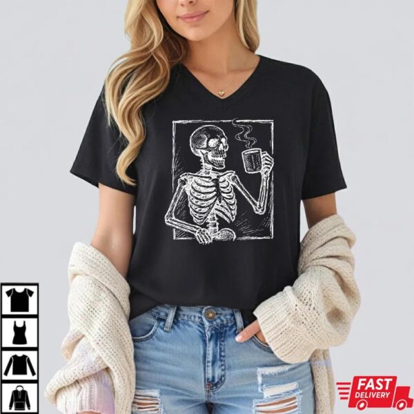 Skeleton with Coffee Fuck Trump Halloween Shirt Skeleton with Coffee Fuck Trump Halloween Shirt
