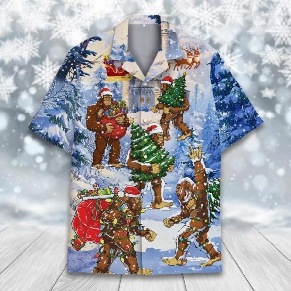 Funny Bigfoot Christmas Hawaiian Shirt