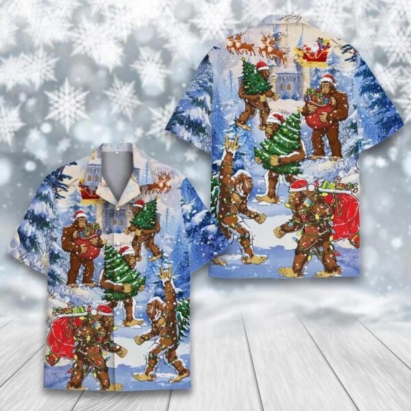 Funny Bigfoot Christmas Hawaiian Shirt