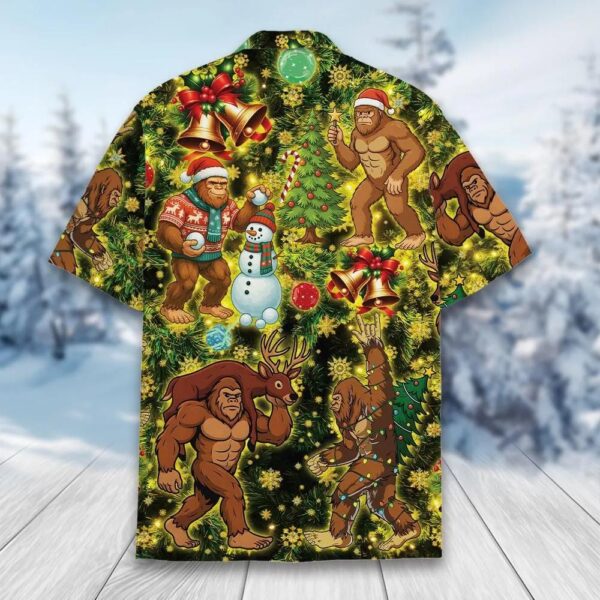 Funny Bigfoot Hunting Carrying Deer Christmas Hawaiian Shirt Funny Bigfoot Hunting Carrying Deer Christmas Hawaiian Shirt