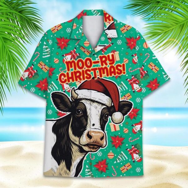 Christmas Hereford Cow Hawaiian Shirt