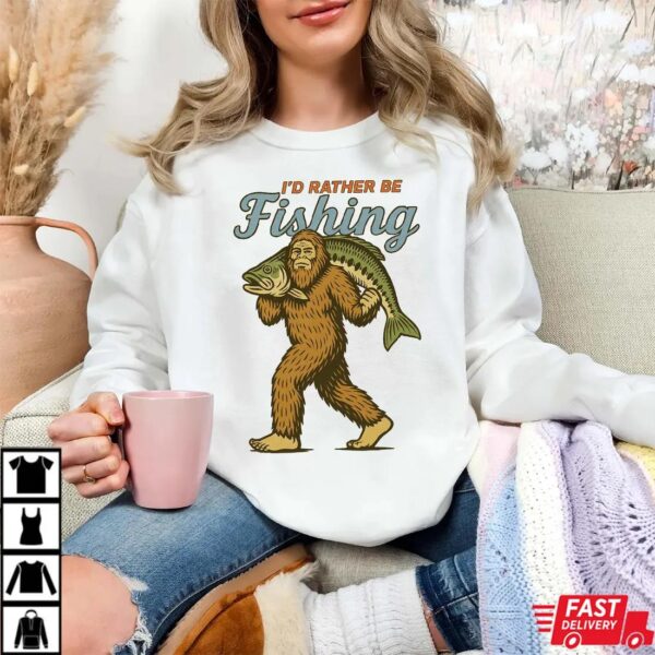 Fishing Bigfoot Carrying Fish Shirt