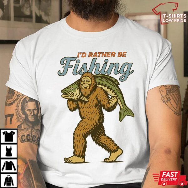 Fishing Bigfoot Carrying Fish Shirt