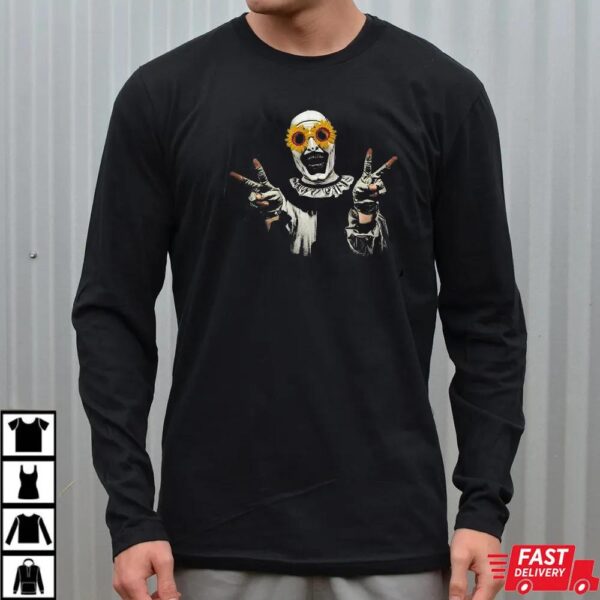 Terrifier Clown Peace Sign Sunflower Shirt