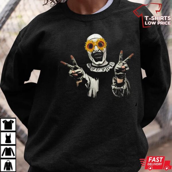 Terrifier Clown Peace Sign Sunflower Shirt