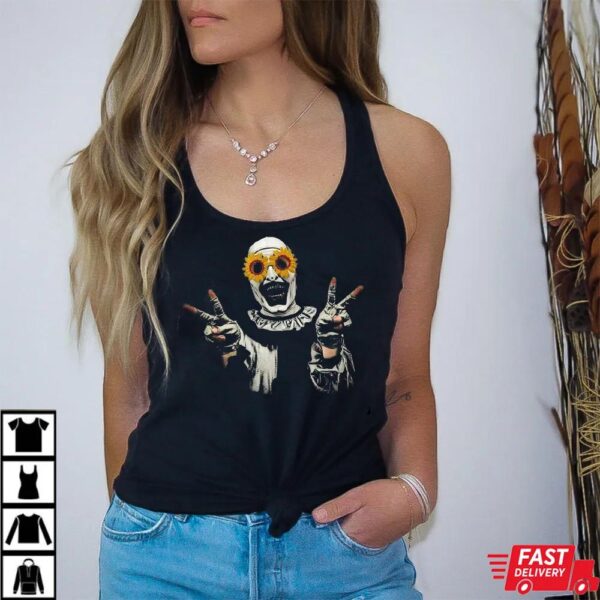 Terrifier Clown Peace Sign Sunflower Shirt