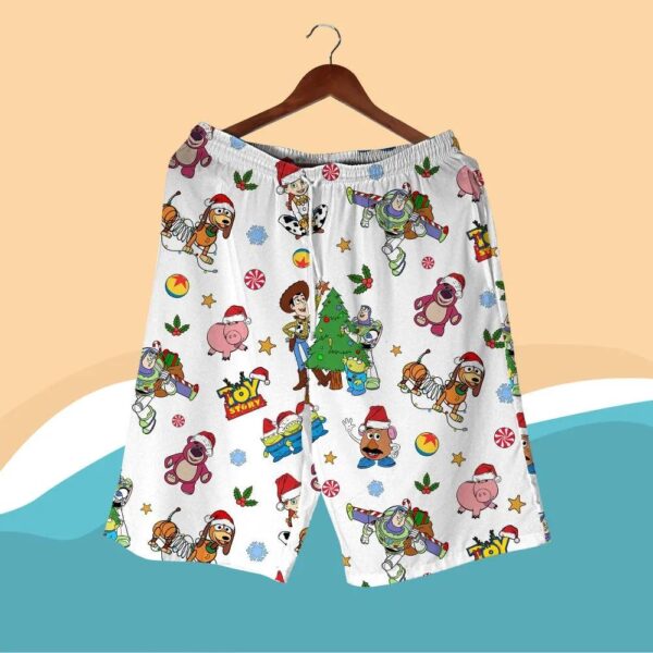 Christmas Buzz, Woody, Rex, and Friends in Santa Hat Hawaiian Shirt and Short Christmas Buzz, Woody, Rex, and Friends in Santa Hat Hawaiian Shirt and Short