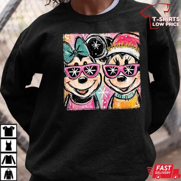 Hand-Drawn Mickey and Minnie Holiday Tee