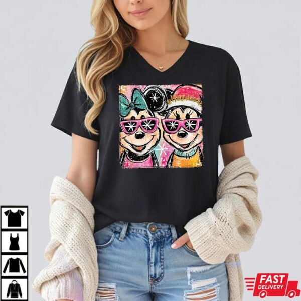Hand-Drawn Mickey and Minnie Holiday Tee