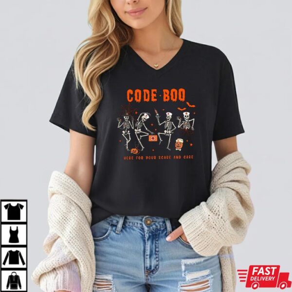 Code Boo Skeleton Nurse Halloween Shirt