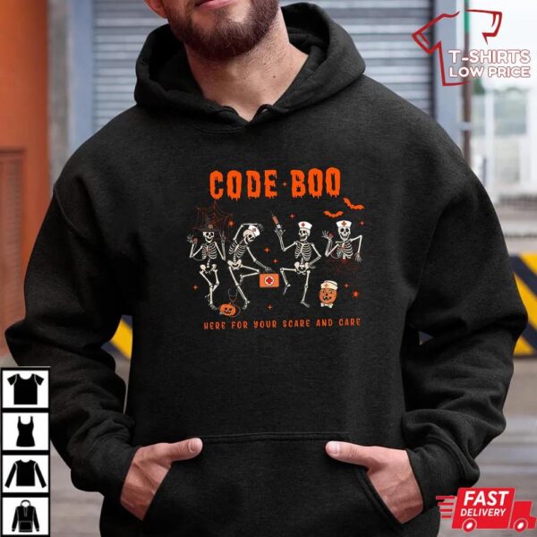 Code Boo Skeleton Nurse Halloween Shirt