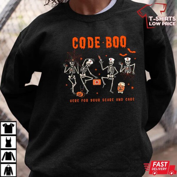 Code Boo Skeleton Nurse Halloween Shirt
