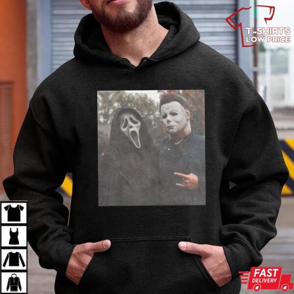 Ghostface And Michael Myers Heart Hand Shirt