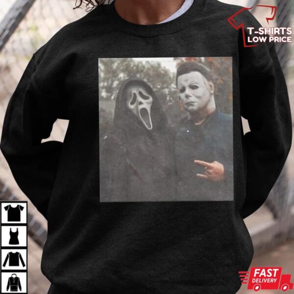 Ghostface And Michael Myers Heart Hand Shirt