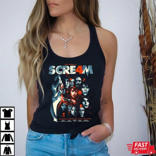Scream 4 Movie Poster T-Shirt – Wes Craven Ghostface Horror Tee Scream 4 Movie Poster T-Shirt – Wes Craven Ghostface Horror Tee
