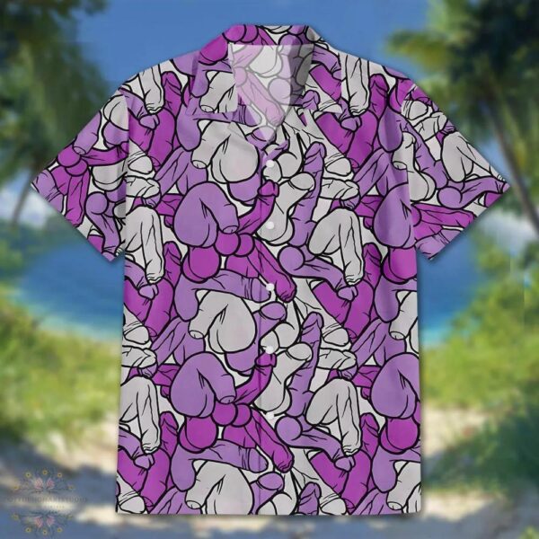 Funny Penis Pattern Hawaiian Shirt – Adult Humor Purple Aloha Party Tee Funny Penis Pattern Hawaiian Shirt – Adult Humor Purple Aloha Party Tee
