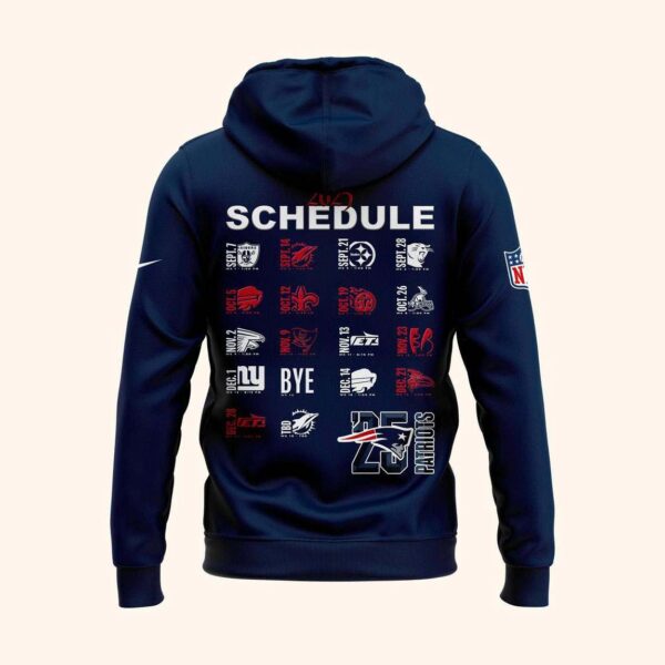 New England Patriots 2025 National Football League NFL Schedule 3D Hoodie