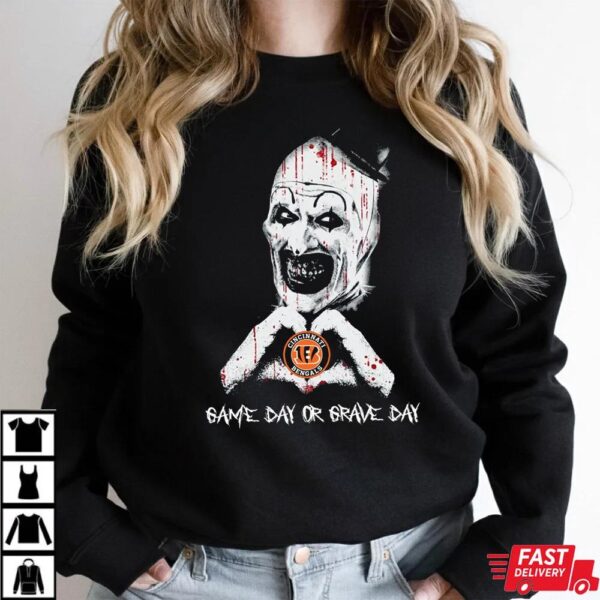 Cincinnati Bengals Halloween Clown Shirt – Game Day or Grave Day Horror Cincinnati Bengals Tee Cincinnati Bengals Halloween Clown Shirt – Game Day or Grave Day Horror Cincinnati Bengals Tee