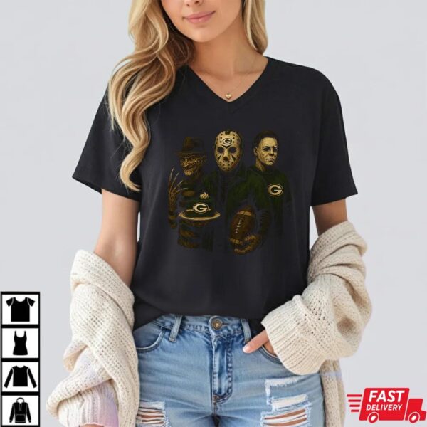 Freddy Krueger Jason Voorhees Michael Myers Green Bay Packers Halloween T-Shirt Freddy Krueger Jason Voorhees Michael Myers Green Bay Packers Halloween T-Shirt