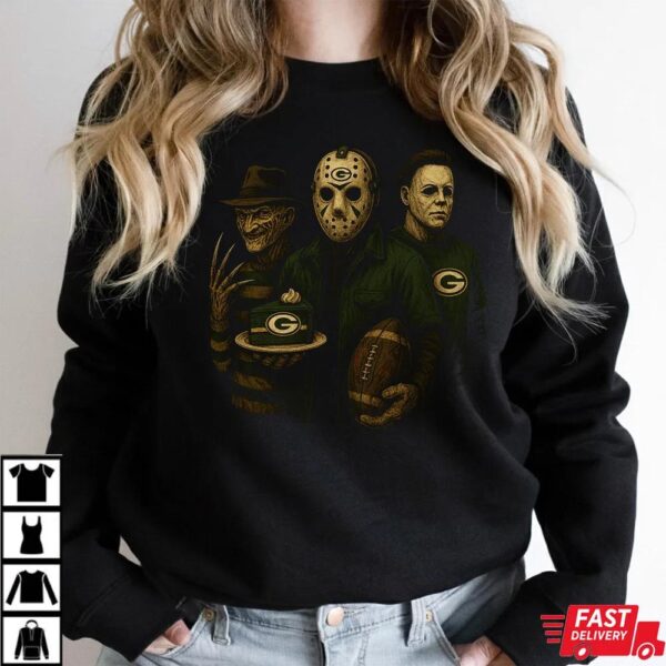 Freddy Krueger Jason Voorhees Michael Myers Green Bay Packers Halloween T-Shirt Freddy Krueger Jason Voorhees Michael Myers Green Bay Packers Halloween T-Shirt