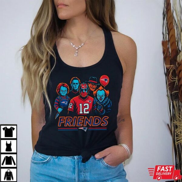 Horror Movie Friends New England Patriots Halloween T-Shirt – Chucky, Jason, Freddy, Michael Myers & Pennywise Tee