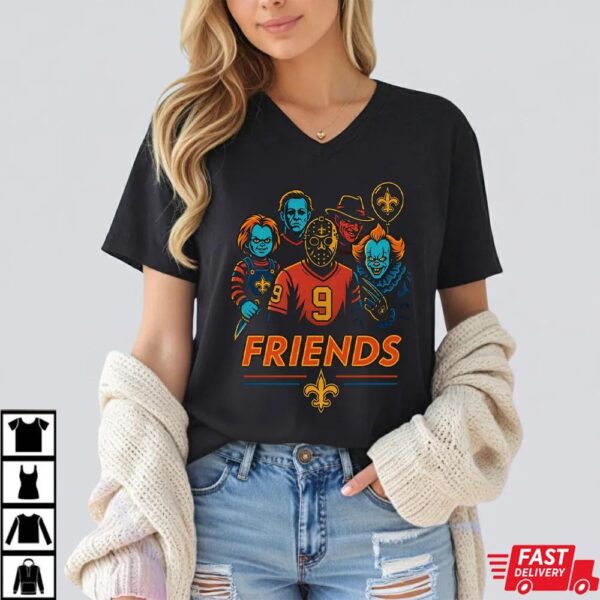 Horror Movie Friends New Orleans Saints Halloween T-Shirt – Chucky, Jason, Freddy, Michael Myers & Pennywise Tee Horror Movie Friends New Orleans Saints Halloween T-Shirt – Chucky, Jason, Freddy, Michael Myers & Pennywise Tee