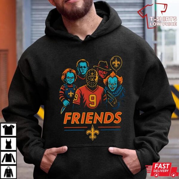 Horror Movie Friends New Orleans Saints Halloween T-Shirt – Chucky, Jason, Freddy, Michael Myers & Pennywise Tee Horror Movie Friends New Orleans Saints Halloween T-Shirt – Chucky, Jason, Freddy, Michael Myers & Pennywise Tee