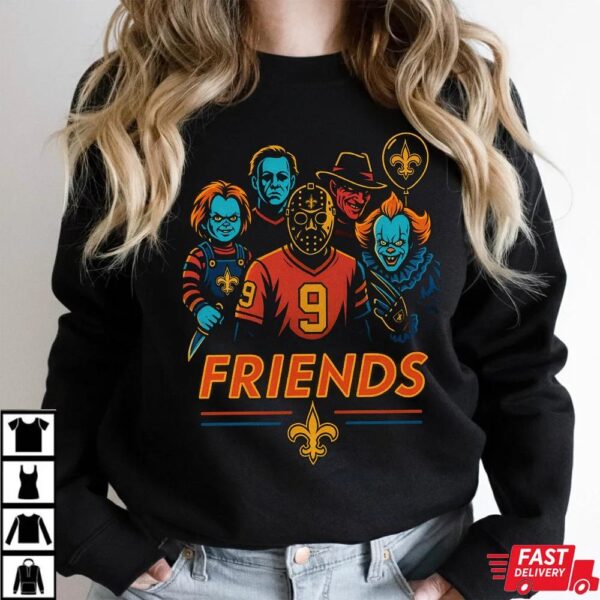 Horror Movie Friends New Orleans Saints Halloween T-Shirt – Chucky, Jason, Freddy, Michael Myers & Pennywise Tee Horror Movie Friends New Orleans Saints Halloween T-Shirt – Chucky, Jason, Freddy, Michael Myers & Pennywise Tee