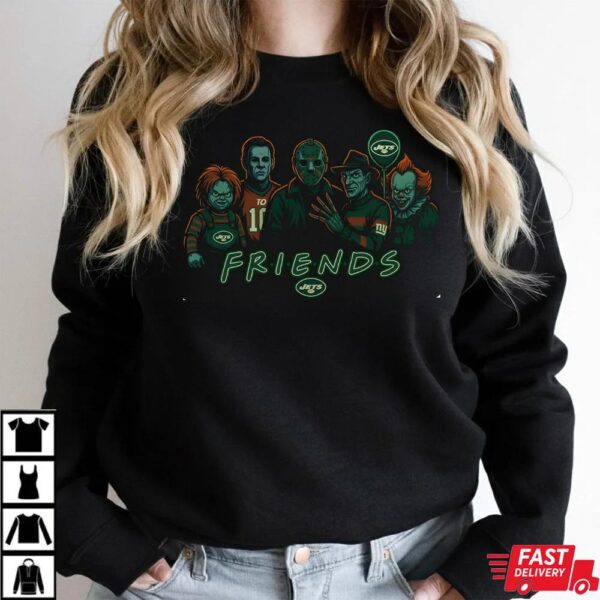 Horror Movie Friends New York Jets Halloween T-Shirt – Chucky, Jason, Freddy, Michael Myers & Pennywise Tee Horror Movie Friends New York Jets Halloween T-Shirt – Chucky, Jason, Freddy, Michael Myers & Pennywise Tee