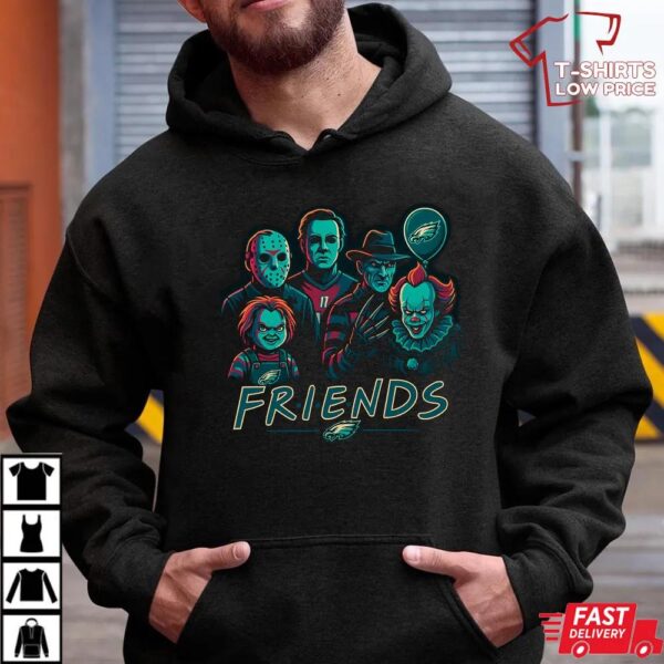 Horror Movie Friends Philadelphia Eagles Halloween T-Shirt – Chucky, Jason, Freddy, Michael Myers & Pennywise Tee