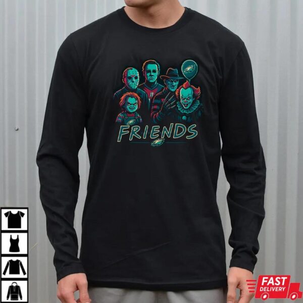 Horror Movie Friends Philadelphia Eagles Halloween T-Shirt – Chucky, Jason, Freddy, Michael Myers & Pennywise Tee