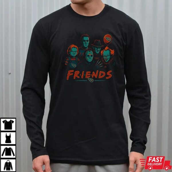 Horror Movie Friends Tennessee Titans Halloween T-Shirt – Chucky, Jason, Freddy, Michael Myers & Pennywise Tee