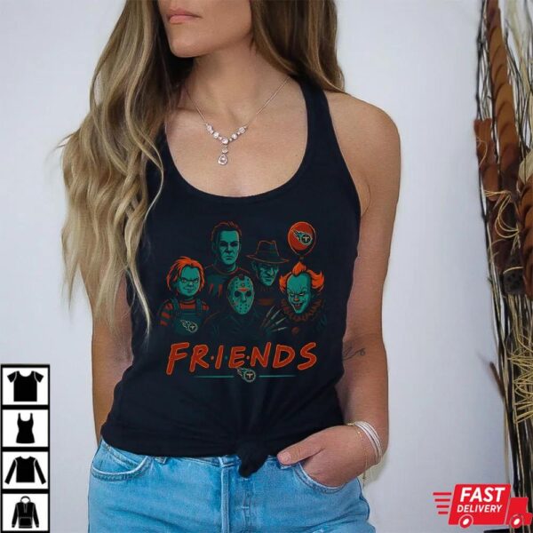 Horror Movie Friends Tennessee Titans Halloween T-Shirt – Chucky, Jason, Freddy, Michael Myers & Pennywise Tee