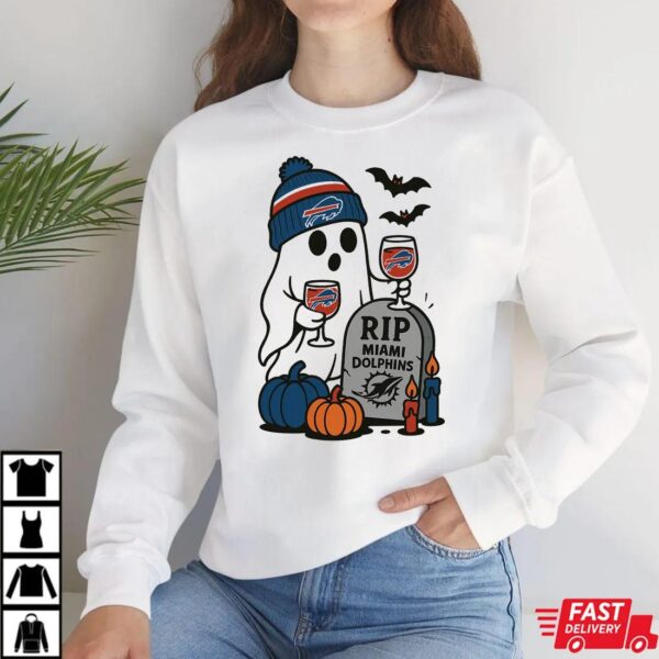 Buffalo Bills vs Miami Dolphins Halloween Ghost RIP T-Shirt Buffalo Bills vs Miami Dolphins Halloween Ghost RIP T-Shirt