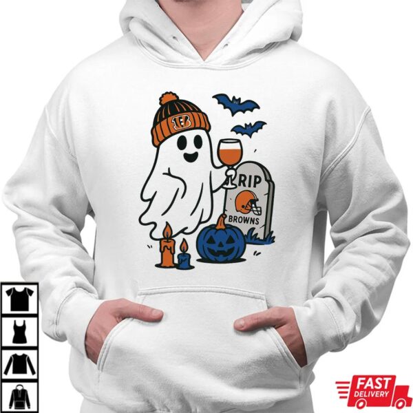 Cincinnati Bengals vs Cleveland Browns Halloween Ghost RIP T-Shirt Cincinnati Bengals vs Cleveland Browns Halloween Ghost RIP T-Shirt